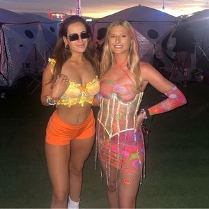 Yellow Rhinestone Underbust Corset Top